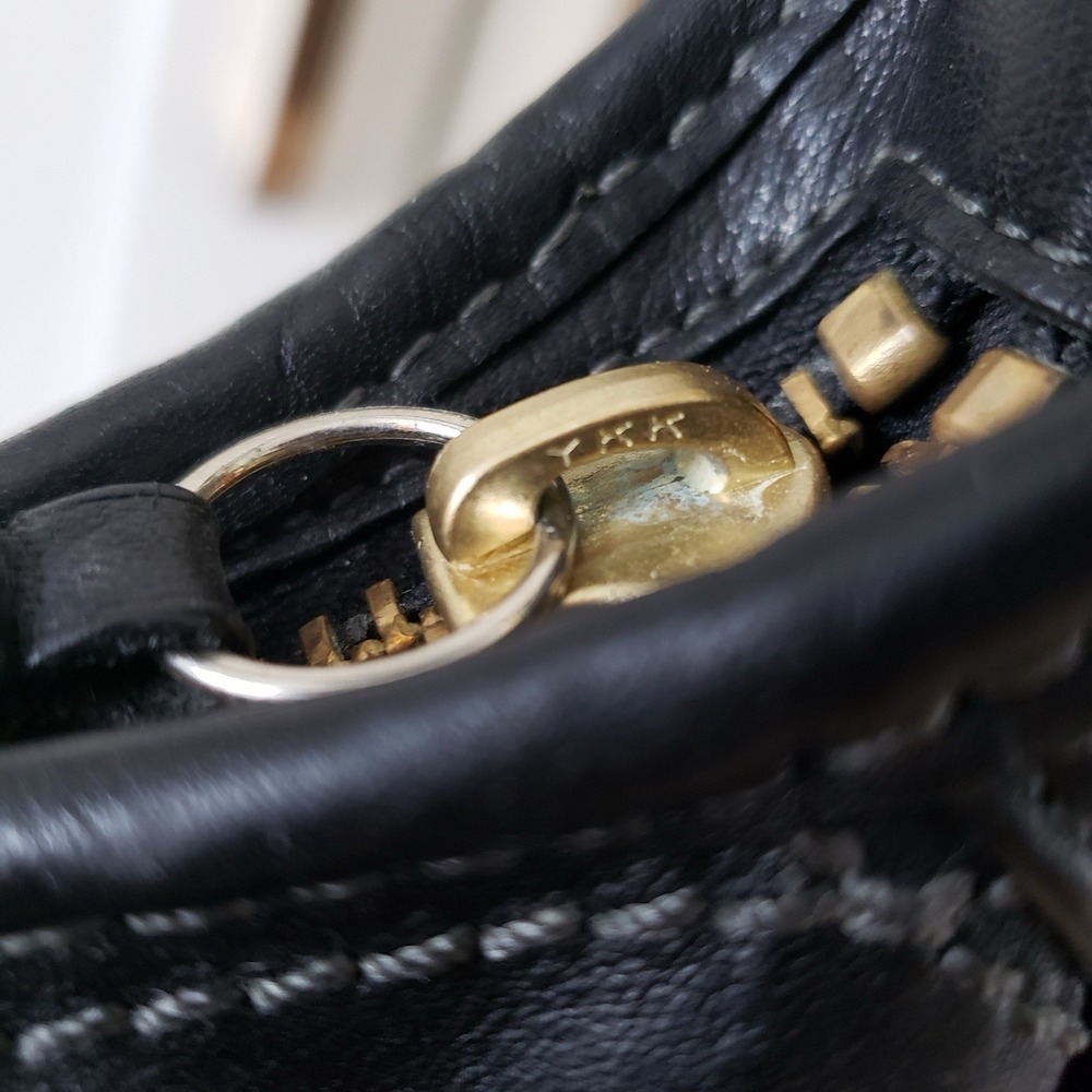 Coach Crossbody Bag Bleeker Black Signature Canvas Leather Trim Bucket Purse - Picture 8 of 14